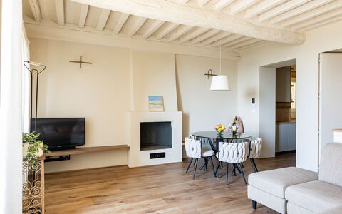 Casa Novecento: Property, Furniture, Couch, Wood, Television, Interior Design, Hall, Building, Floor, Flooring