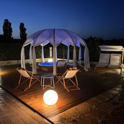 Villa Castelnuovo: Sky, Furniture, Building, Light, Table, Lighting, Outdoor Furniture, Shade, Chair, Tent