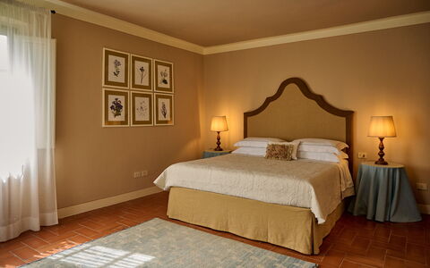 Villa Marliana: Furniture, Bed, Interior Design, Bedroom, Wall, Floor, Bedding, Flooring, Bed Sheet, Room