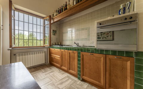 Casa Di Luca, Pool, Castelnuovo Berardenga: Cabinetry, Countertop, Property, Furniture, Building, Kitchen, Wood, House, Interior Design, Window