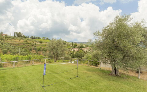 Casa Di Luca, Pool, Castelnuovo Berardenga: Cloud, Plant, Sky, Natural Environment, Natural Landscape, Land Lot, Tree, Vegetation, Fence, Biome