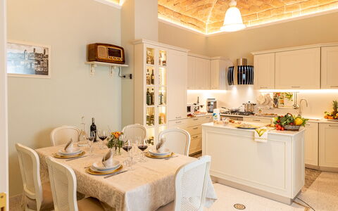 Charming Apartment Cartoni - Città Della Pieve, Um: Furniture, Table, Property, Cabinetry, Chair, Interior Design, Lighting, Countertop, Floor, Tableware