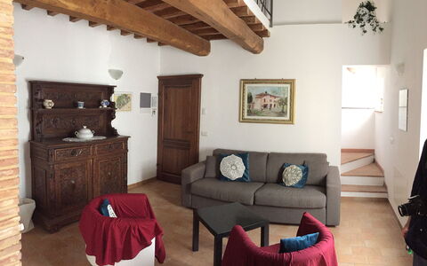 Villa Le Ripe - Gambassi Terme, Toscana: Property, Furniture, Picture Frame, Comfort, Building, Interior Design, Couch, Wood, Living Room, Lighting