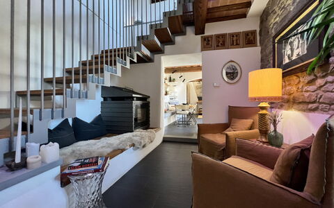 The Architects House: Furniture, Couch, Interior Design, Wood, Picture Frame, Building, Architecture, Comfort, Stairs, Living Room