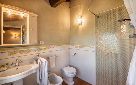 Le Vigne 4: Brown, Mirror, Plumbing Fixture, Property, Sink, Tap, Bathroom Sink, Bathroom, Interior Design, Wood