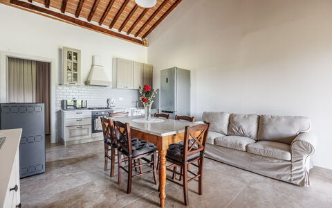 Anilde, Holiday Home with Pool, Wifi, Tuscany: Table, Furniture, Cabinetry, Building, Wood, Countertop, Interior Design, Architecture, Living Room, Flooring