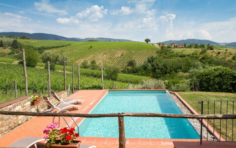 Le Masse - Greve In Chianti, Toscana: Cloud, Sky, Water, Plant, Flower, Property, Nature, Swimming Pool, Outdoor Furniture, Body Of Water