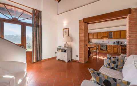 Le Masse - Greve In Chianti, Toscana: Building, Property, Furniture, Comfort, Picture Frame, Wood, Orange, Living Room, Television, Architecture