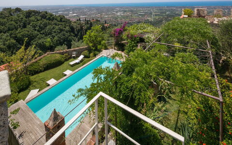 Villa Maestosa - Camaiore, Toscana: Water, Property, Sky, Botany, Building, Tree, Plant, Architecture, Vegetation, Urban Design