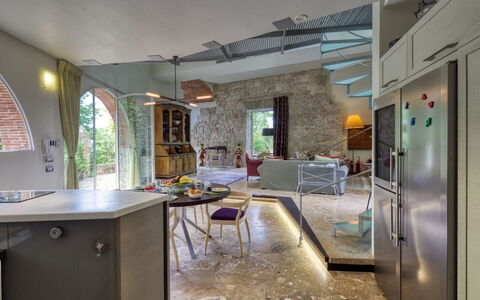 Villa Maestosa - Camaiore, Toscana: Furniture, Cabinetry, Table, Couch, Interior Design, Countertop, Kitchen, Flooring, Floor, Wood