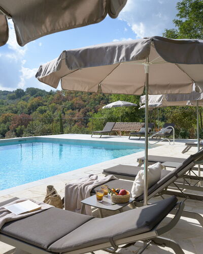 Pendolino Spereto Apartment With Pool, Montaione: Water, Plant, Cloud, Property, Sky, Swimming Pool, Azure, Shade, Outdoor Furniture, Umbrella