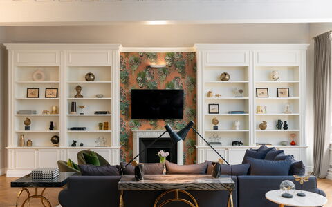 Bargello Penthouse Luxury Apartment in Florence by: Brown, Furniture, Property, Couch, Table, Plant, Picture Frame, Wood, Houseplant, Interior Design