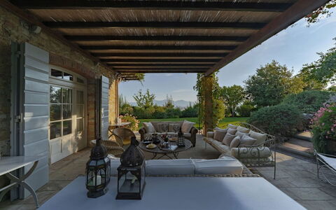 Villa Marlia: Table, Property, Plant, Flowerpot, Sky, Tree, Shade, Living Room, Houseplant, Chair