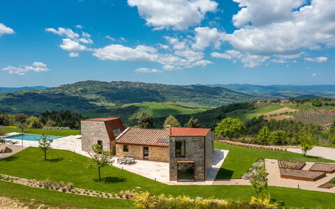 Villa Velari In Volterra With Private Pool, Ac: Sky, Cloud, Plant, Property, Ecoregion, Blue, Natural Landscape, Azure, Building, Land Lot