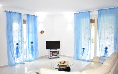 Casa Tiberina Apartments With Pool In Umbria: Property, Furniture, Blue, Window, Azure, Textile, Comfort, Curtain, Wood, Table