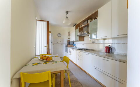 Camaiore House With Pool, La Casa Dei Ricci: Cabinetry, Furniture, Countertop, Table, Wood, Interior Design, Chair, Kitchen, Kitchen Appliance