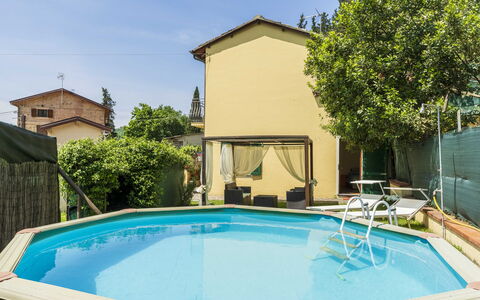 Camaiore House With Pool, La Casa Dei Ricci: Water, Property, Building, Plant, Green, Swimming Pool, Azure, Shade, Tree, Interior Design