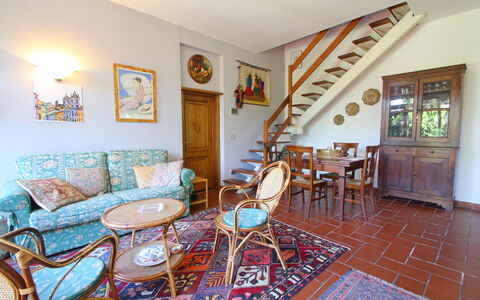 Casa La Pineta: Picture Frame, Furniture, Table, Chair, Azure, Living Room, Wood, Floor, Interior Design, Flooring