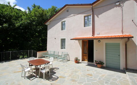 Apuane Retreat: Building, Property, Plant, Window, Table, Shade, Sky, House, Cottage, Wood
