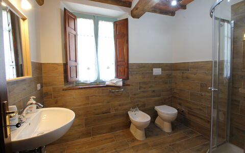 Apuane Retreat: Plumbing Fixture, Sink, Property, Tap, Bathroom, Wood, Window, Interior Design, Bathroom Sink