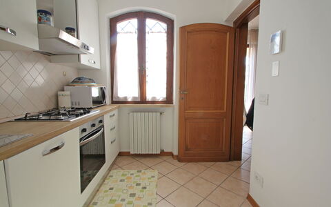 Appartamento Levante: Cabinetry, Furniture, Countertop, Building, Window, Kitchen Appliance, Wood, Drawer, Door, Kitchen Stove