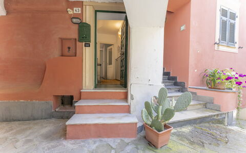 Emma House, Terrace and Sea View, Moneglia: Plant, Property, Building, Flowerpot, Houseplant, Flower, Lighting, Architecture, Stairs, Interior Design