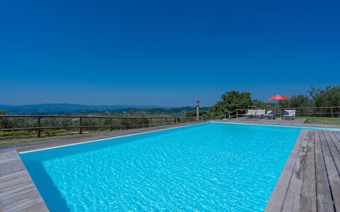 Le Fonti Apartments With Ac Near Siena: Water, Sky, Property, Plant, Swimming Pool, Azure, Rectangle, Building, Body Of Water, Tree