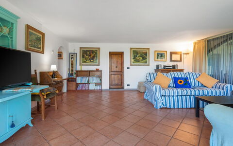 Chianti Hills Apartment, Pool, Ac: Furniture, Picture Frame, Blue, Interior Design, Wood, Flooring, Floor, Building, Living Room