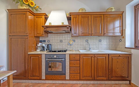 La Montanina: Cabinetry, Property, Countertop, Furniture, Sink, Tap, White, Building, Kitchen, Wood
