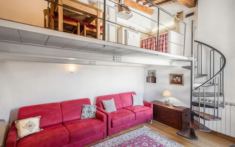 Belle Donne Apartment, Tornabuoni, Florence, Wifi: Property, Furniture, Couch, Living Room, Wood, Interior Design, Lighting, Building, Architecture, Floor