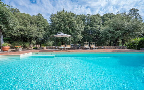 Santa Colomba House, Siena, Nature And Pool: Swimming Pool, Resort, Eco Hotel, Hacienda, Estate, Reflection, Water Feature, Landscaping, Villa, Reflecting Pool