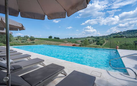 Correggiolo Spereto Apartment With Pool, Montaione: Swimming Pool, Outdoor Furniture, Sunlounger, Resort, Thermae, Eco Hotel, Chair, Resort Town, Chaise Longue, Villa