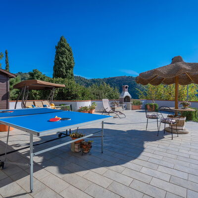 Bellavista Tuscany Apartment Panoramic Terrace: Sky, Table, Plant, Outdoor Furniture, Shade, Tree, Building, Leisure, Landscape, Swimming Pool