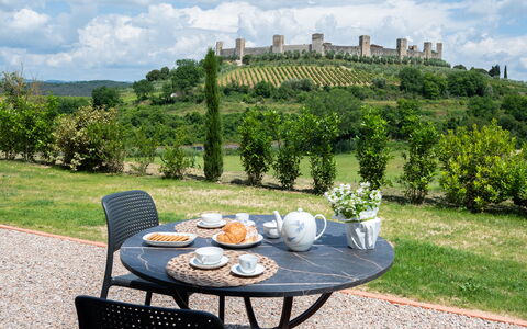 Le Volte, Borgo Campassini, Monteriggioni: Shrub, Land Lot, Groundcover, Outdoor Furniture, Garden, Plantation, Outdoor Table, Hedge, Lawn, Landscaping