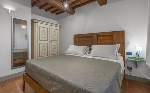 Le Torri, Borgo Campassini, Monteriggioni: Furniture, Bedroom, Interior Design, Bed, Flooring, Ceiling, Room, Bed Sheet, Floor, Bedding