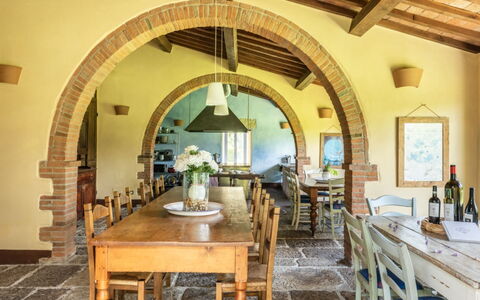 Podere Monti: Furniture, Wall, Wood, Interior Design, Table, Home, Ceiling, Kitchen & Dining Room Table, Chair, Dining Room