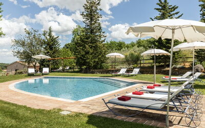 Podere Monti: Swimming Pool, Furniture, Outdoor Furniture, Sunlounger, Resort, Garden, Chair, Umbrella, Shade, Eco Hotel