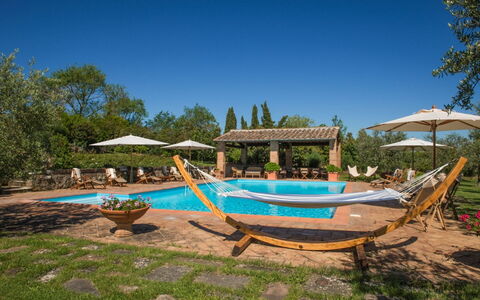 Villa Giuncheto: Resort, Swimming Pool, Shade, Outdoor Furniture, Estate, Eco Hotel, Hacienda, Sunlounger, Landscaping, Garden