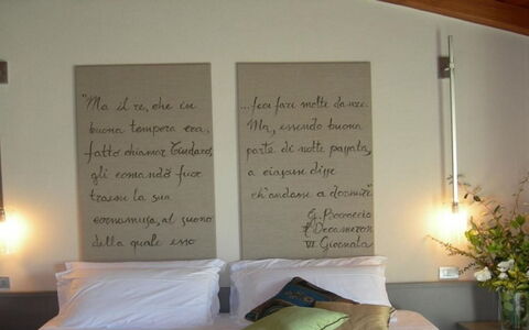 Villa la Tabaccaia: Furniture, Wall, Interior Design, Bedroom, Wood, Bed, Textile, Floor, Linens, Bedding