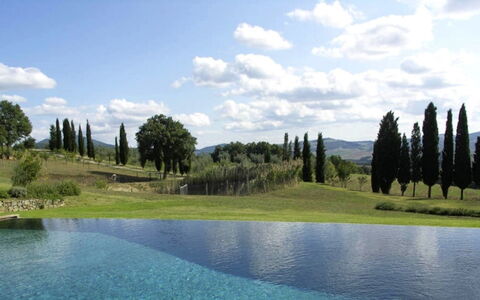 Vallocchie: Landscaping, Swimming Pool, Evergreen, Reflection, Pine Family