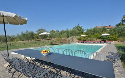 Villa Il Poggio: Furniture, Outdoor Furniture, Table, Chair, Outdoor Table, Lawn, Landscaping, Yard, Swimming Pool, Resort