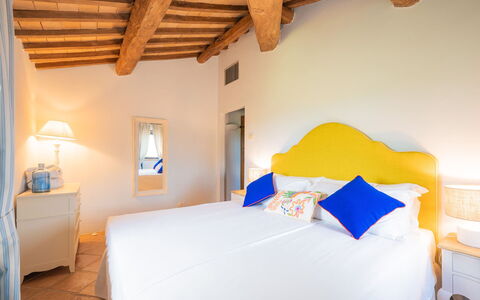 Villa Sibilla: Blue, Furniture, Home, Apartment, Resort, Linens, Swimming Pool, Hotel, Bed, Chair