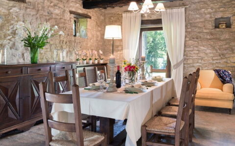 Villa Savino: Furniture, Interior Design, Table, Chair, Wood, Flooring, Dining Room, Kitchen & Dining Room Table, Room, Lighting