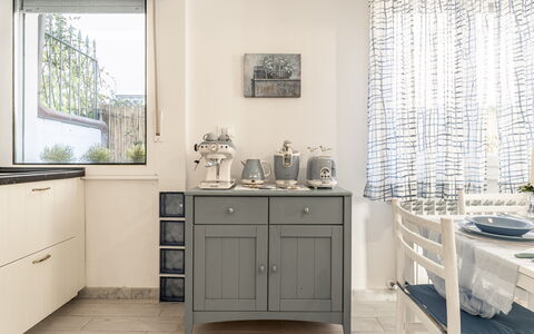 Casa Liliana Ac, Wifi, Forte Dei Marmi: Furniture, Cabinetry, Interior Design, Kitchen, Flooring, Drawer, Cupboard, Countertop, Floor, Chair