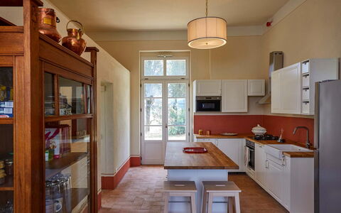 Poggio Cavallino Private Pool, Wifi, Maremma: Furniture, Interior Design, Flooring, Kitchen, Wood, Cabinetry, Floor, Countertop, Ceiling, Kitchen Appliance