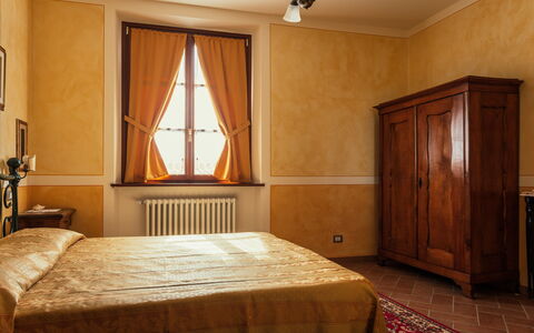 La Limonaia: Furniture, Wall, Bedroom, Interior Design, Bed, Wood, Bed Sheet, Bedding, Room, Flooring