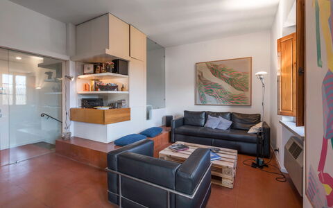 Il Villino Del Collezionista With Pool In Pistoia: Furniture, Interior Design, Flooring, Wall, Floor, Couch, Wood, Room, Ceiling, Living Room