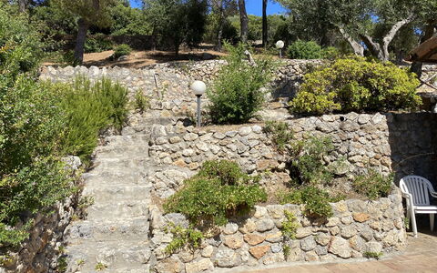 Villa Argentina: Shrub, Rock, Stone Wall, Garden, Groundcover, Landscaping, Flagstone, Bedrock