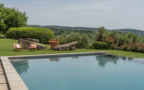 Villa Domus Papi: Swimming Pool, Garden, Landscaping, Water Feature, Backyard, Flagstone, Villa, Hedge