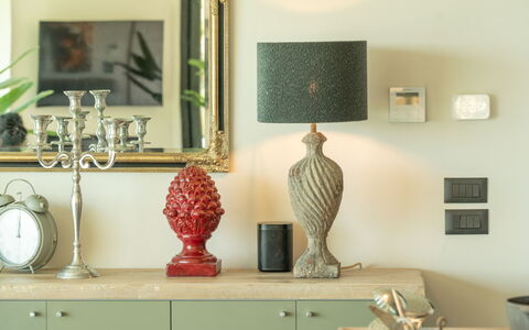 Villa Feronia: Furniture, Interior Design, Lighting, Room, Cabinetry, Drawer, Paint, Picture Frame, Natural Material, Sideboard